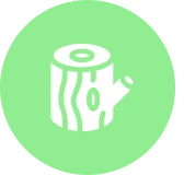 Wood stump symbol in green circle